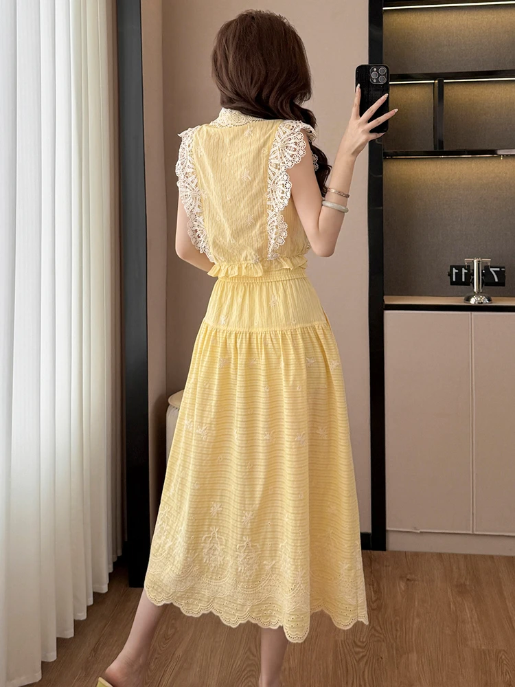 Vintage 2 Parça set kadın Dant - Embroidery Yellow incelemesi ve fiyatı