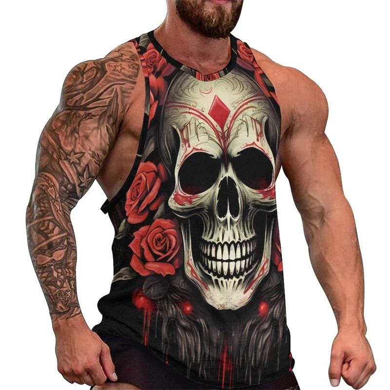 Newest Fashion Skull 3D Print Men\'s Tank Tops Casual Hip Hop Graphic Streetwear Fitness Tops Tees Men Summer Sleeveless Shirts