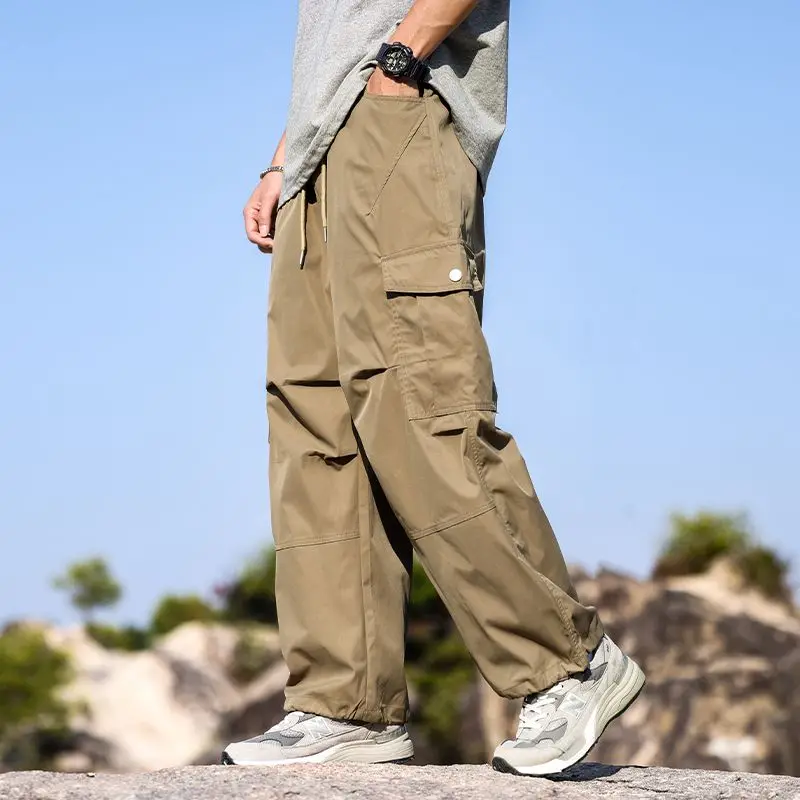 

Мужские брюки для скалолазания на открытом воздухе, популярные повседневные мешковатые брюки-карго с карманами, свободные широкие прямые эластичные брюки с высокой талией Y2K