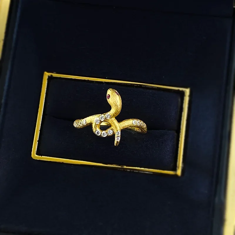 

NEWS925 Silver NEWFabric Home Brushed Snake Winding Ring, Niche Design, Versatile, Zodiac Year