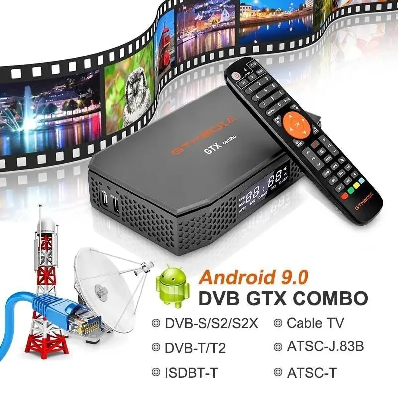 

GTMEDIA GTX COMBO Android 9.0+DVB-S2X/S2/S+T2/T+C2/C+ATSC-T+ISDBT+CI Plus+HDD Android Box, 8K H265 M3U CCAM Satellite Receiver