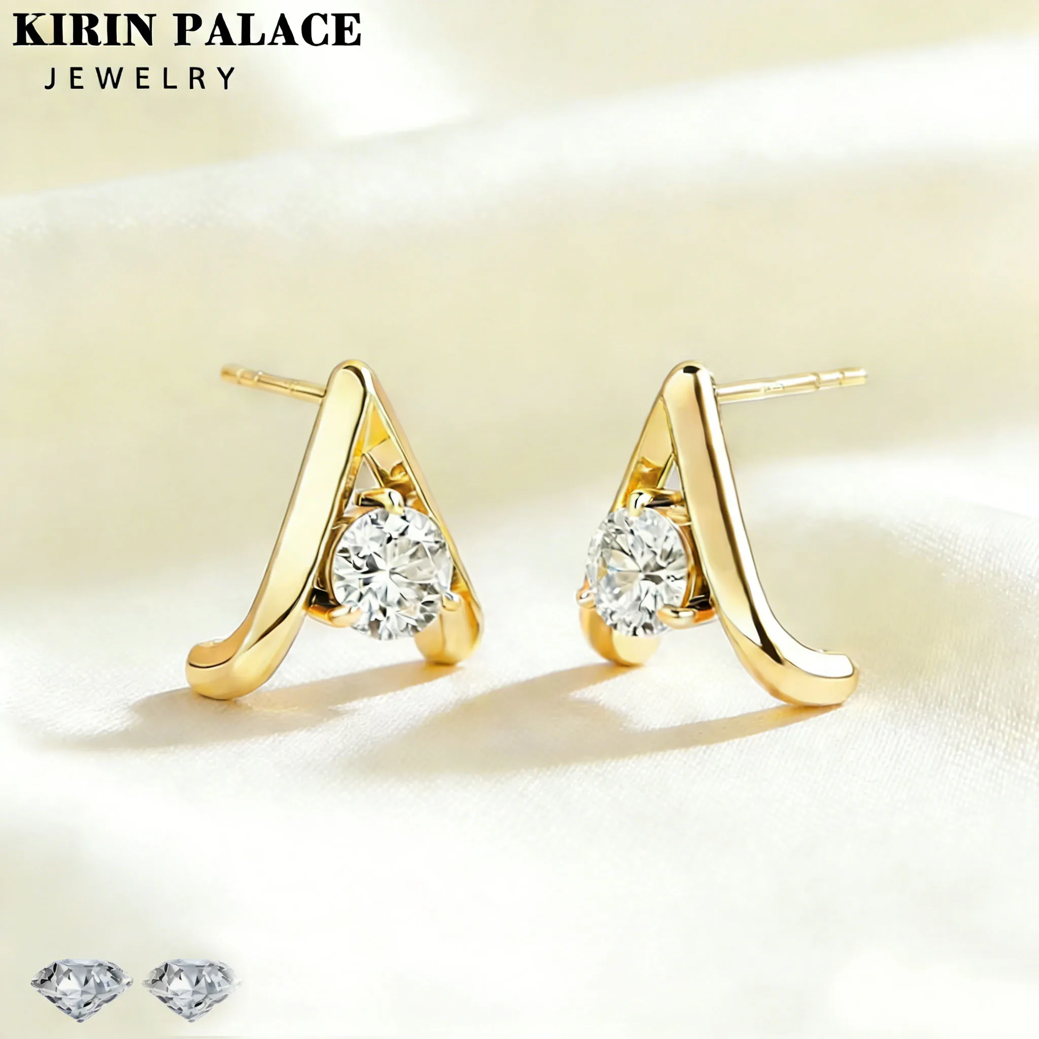 

14K Gold 0.3 Carat Round Brilliant Cut Moissanite Earrings AU585 Simple and Elegant Jewelry Suitable for Women Engagement Gifts