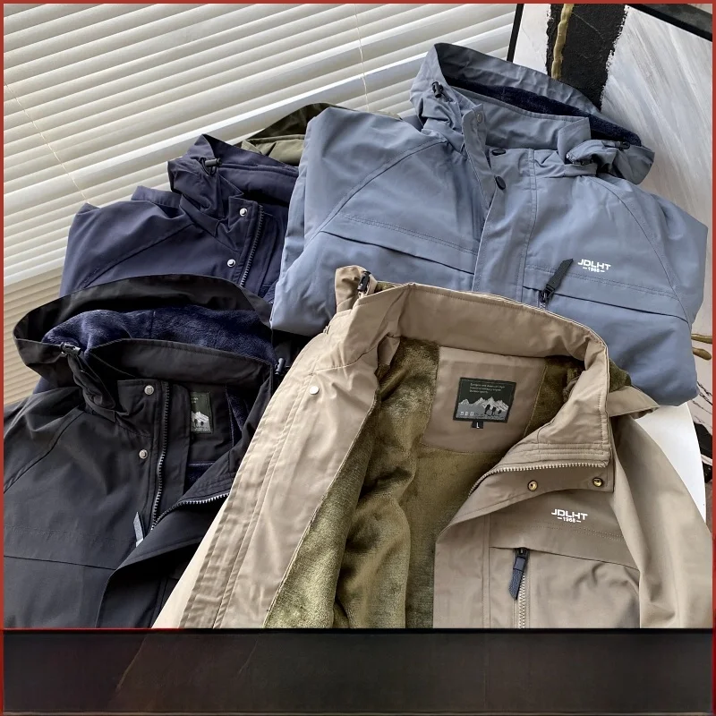 

Thiened Fce Outdoor Casual Waterproof Workwear Jaet Technological Tee-Proof Youth ular Stand Fit Cotton Jaet