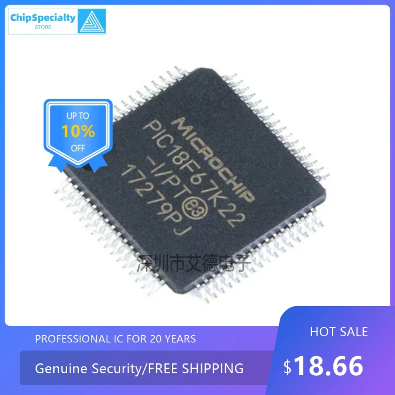 PIC18F67K22-I/PT patch TQFP-64 microcontroller / 8-bit chip new original