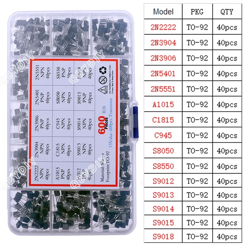 DIP SMD Mosfet Triode Thyristor PNP NPN Voltage regulator Chip Transistor Assortment Kit DIY Mixed Electronic component package