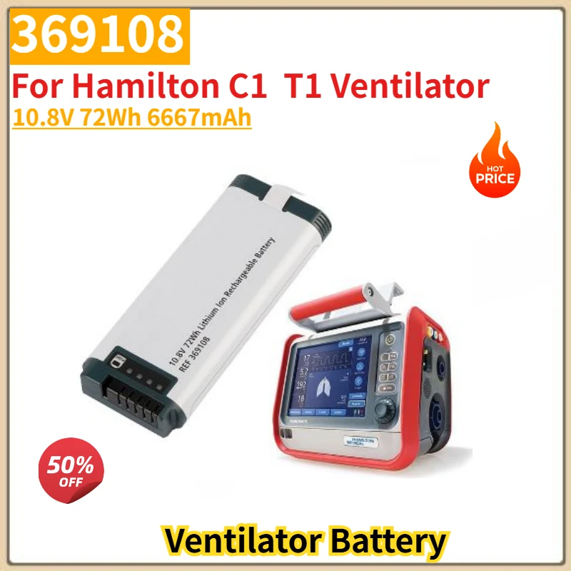 

High Quality 10.8V 72Wh 6667mAh 369108 Ventilator Battery for MEDICAL Hamilton C1 C1 T1 110731-O Brand New Replacement Battery