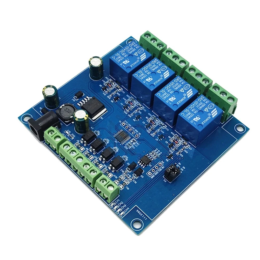 Modbus Rtu 7-24V 4 Channel Relay Module Switch RS485/TTL UART Communication Interface Connection 8-Bit MCU Control