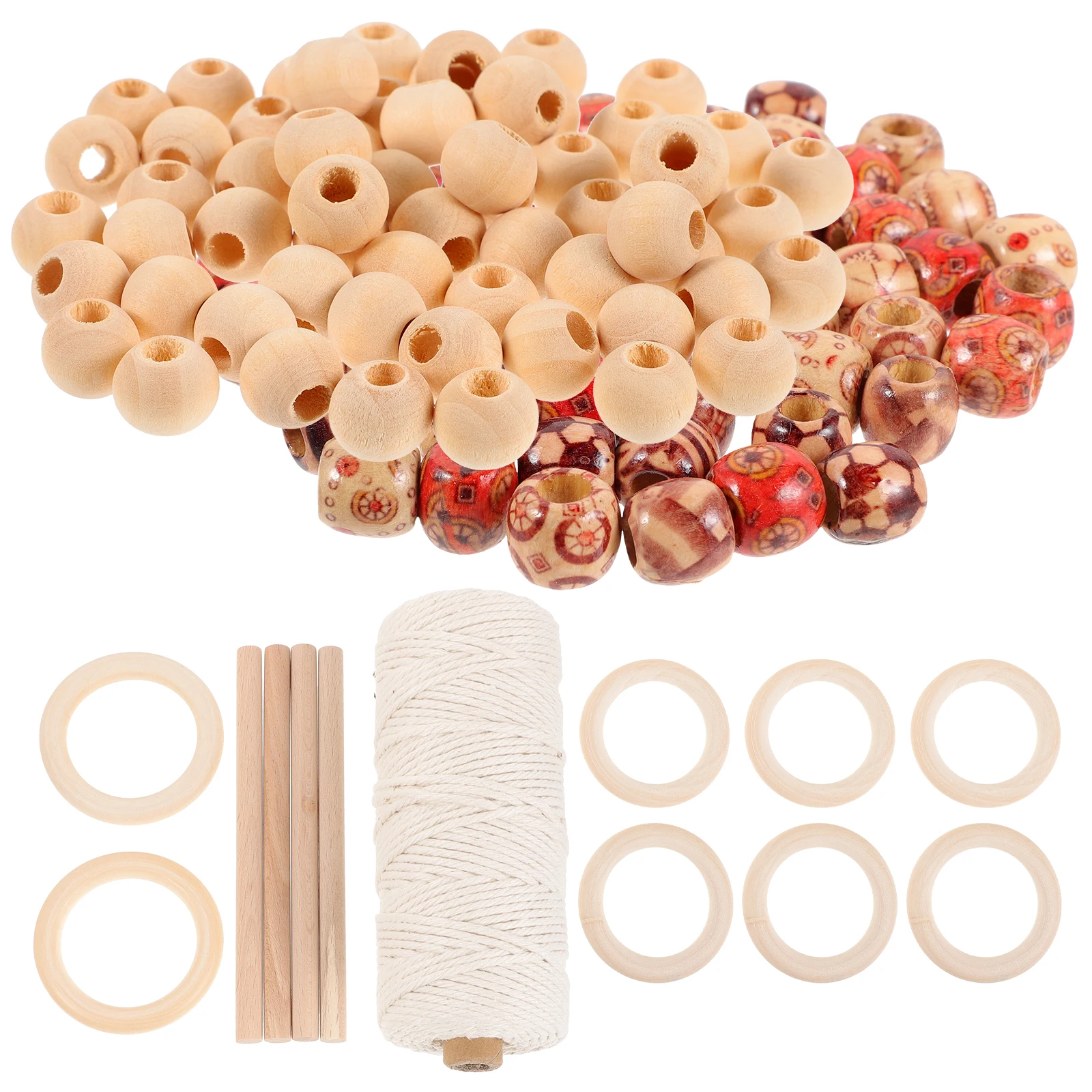 

133Pcs Macrame Cord Set Premium Natural Beech Stick Wooden Bead Wood Ring Soft Durable for Tapestry DIY Craft Projects