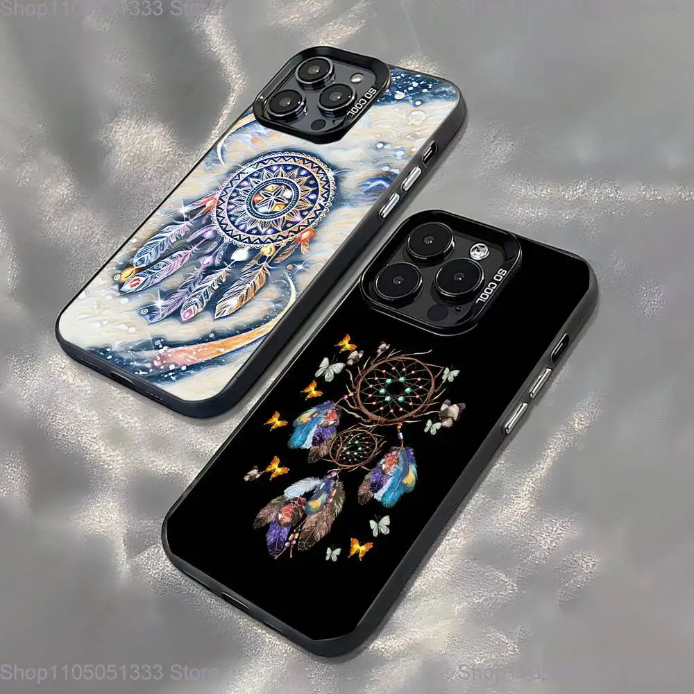 

Dreamcatcher Feather Phone Case For iPhone 16,15,14,13,12,11,Pro,XS,Max,Plus,Mini,SE Black Candy Matte Shockproof Cover