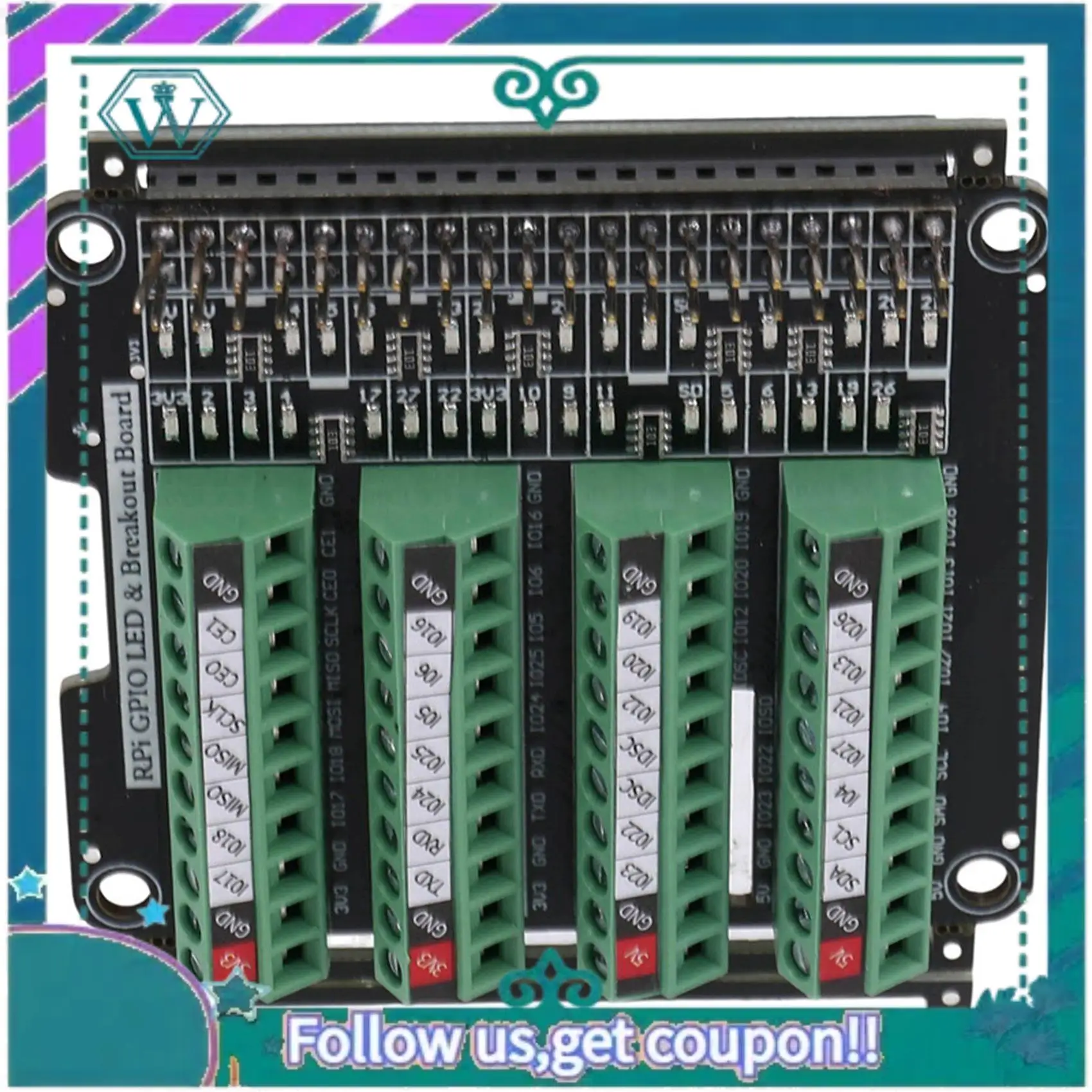 

A75Q-GPIO Светодиодная клеммная колодка для Raspberry Pi A+ 3A+ B+ 2B 3B+ 4B