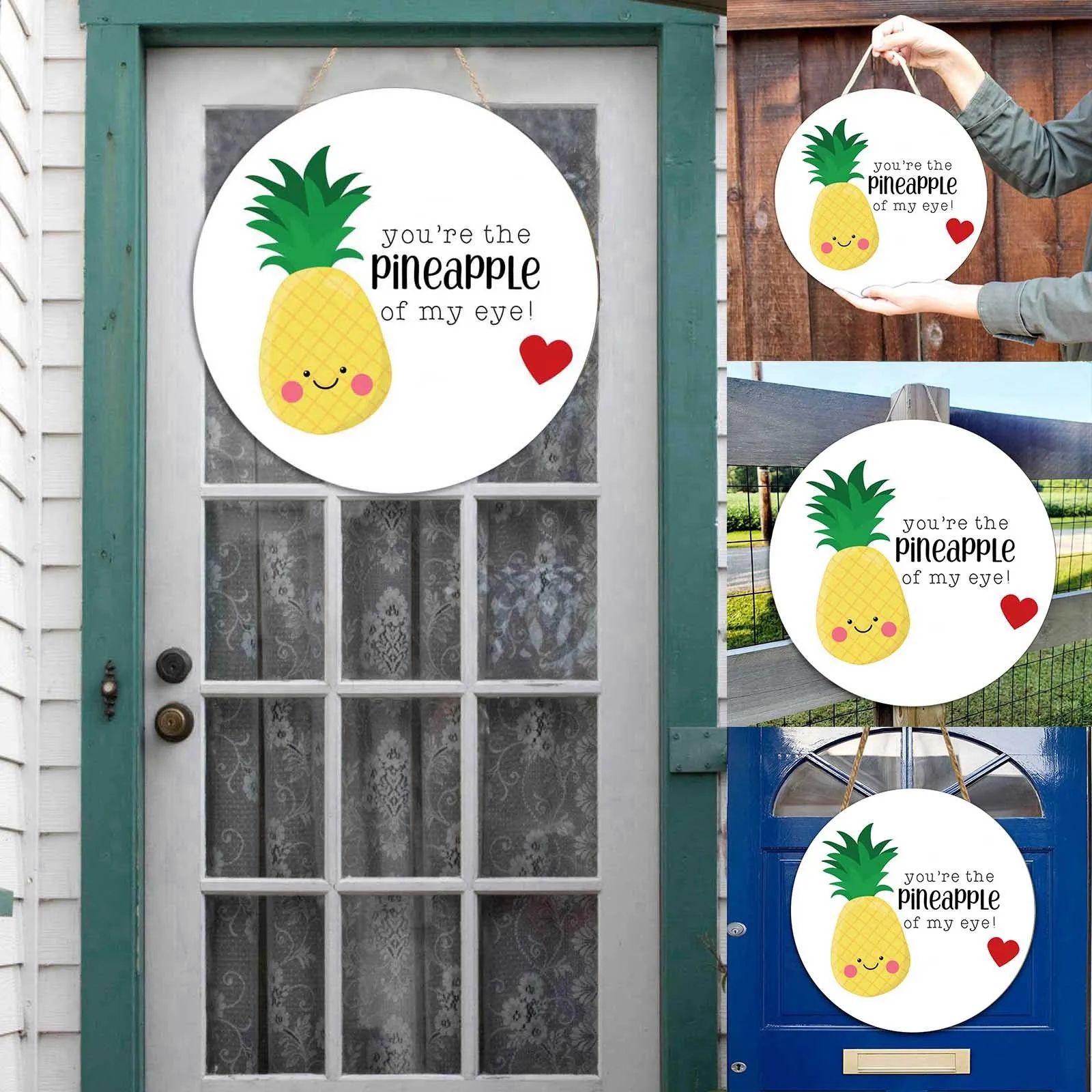 Farmhouse Decor Cute Pineapple Door Sign Eye Catching Front Door Hanging Farmhouse Door Hanging Door Decorations Hanging Outdoor