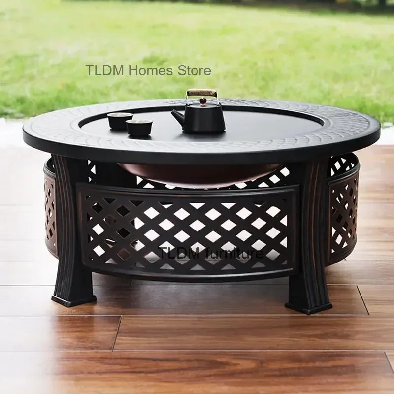 Indoor Charcoal Brazier Grill Stand Home Villa Heating Fire Pits Outdoor Brazier Table Courtyard Barbecue Stove Camping Furnace