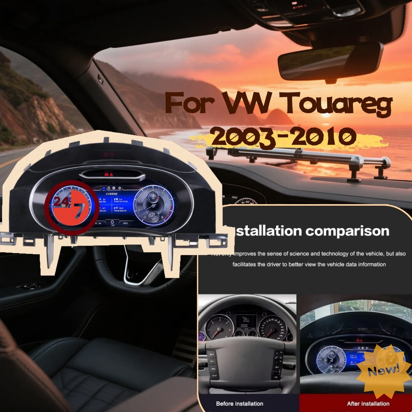 

GZ Digital LCD Dashboard Cockpit Linux System Speedometer for Volkswagen Polo 2012-2018 USB Connected Stereo LCD Dashboard Panel