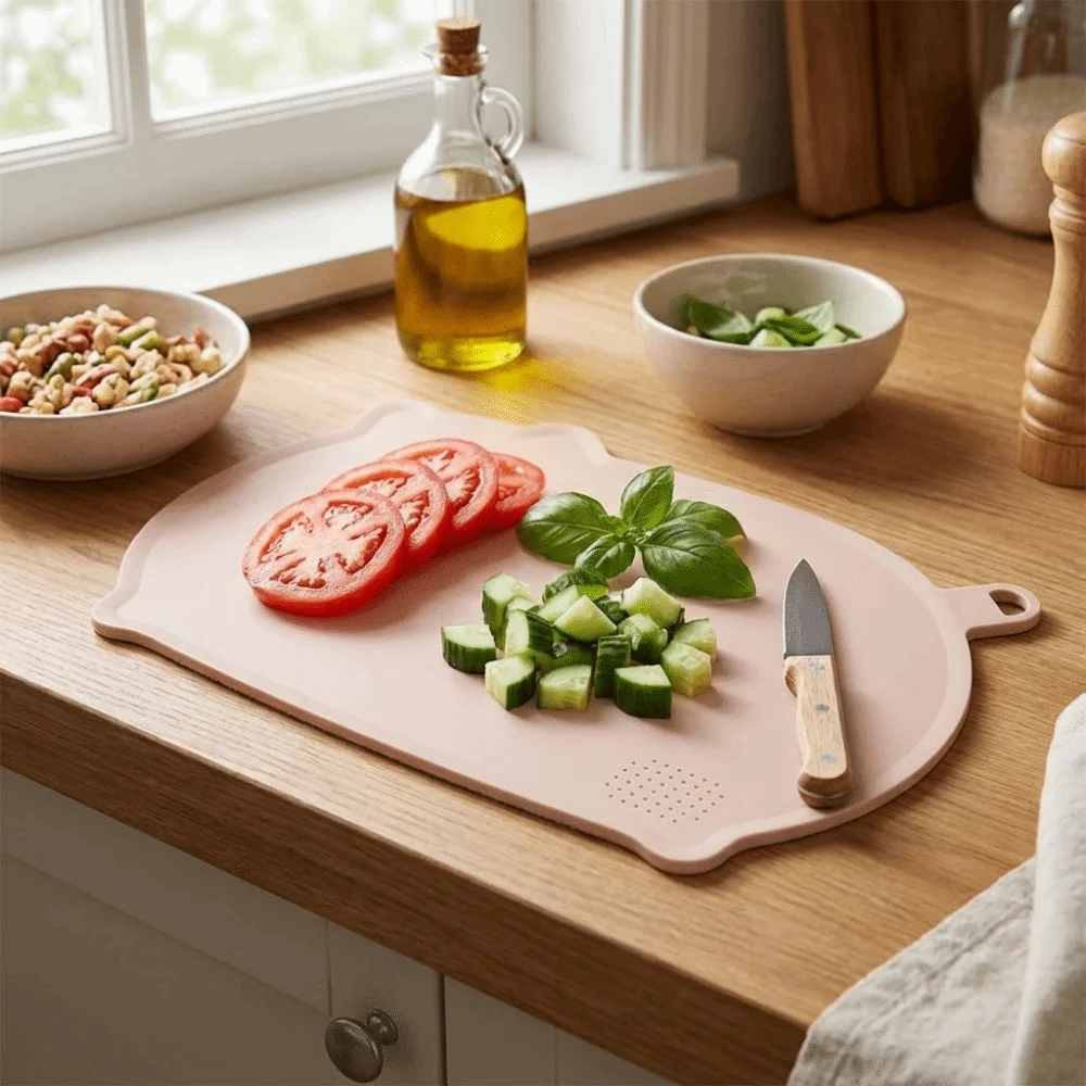 Kitchen Tools Non-Slip Anti-Mildew Cutting Board Double-Sided Soft Chopping Board Thickened Hangable Chopping Block Kitchen
