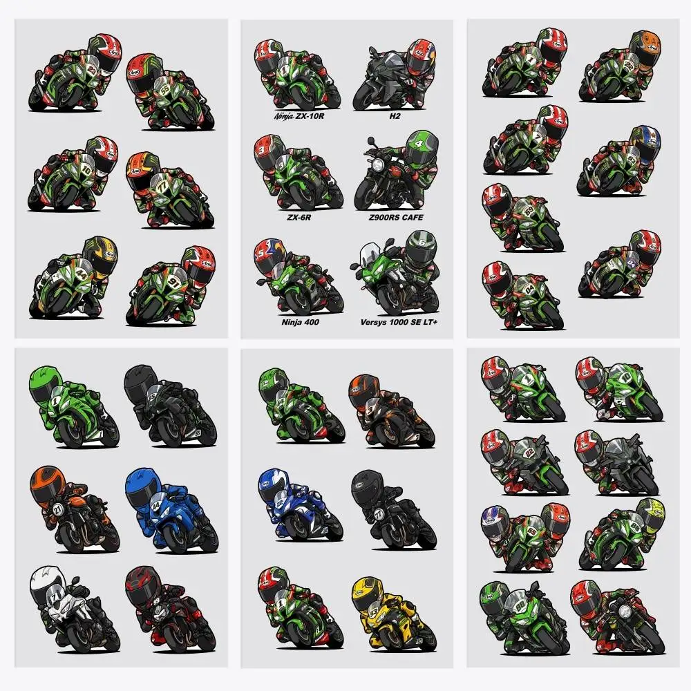 

FOR KAWASAKI RACING RIDER Reflective motorcycle stickers, 3M safety warning at night in the dark scooter helmets