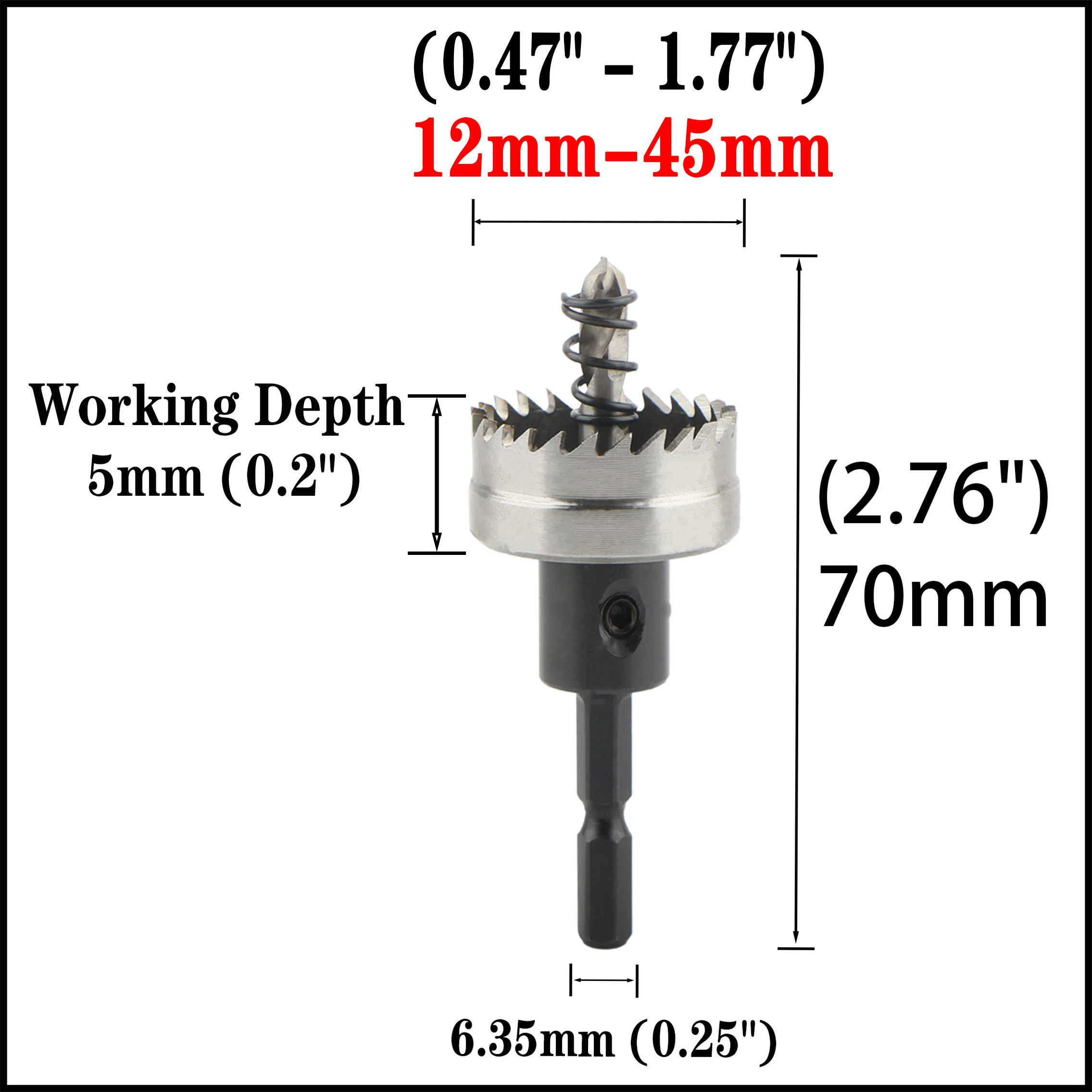 Layzen HSS-4341 Hex Shank High Speed Steel Drill Bits 12-60mm Hole Saw Set Works With Thin Metal Stainless Steel Plastic PVC