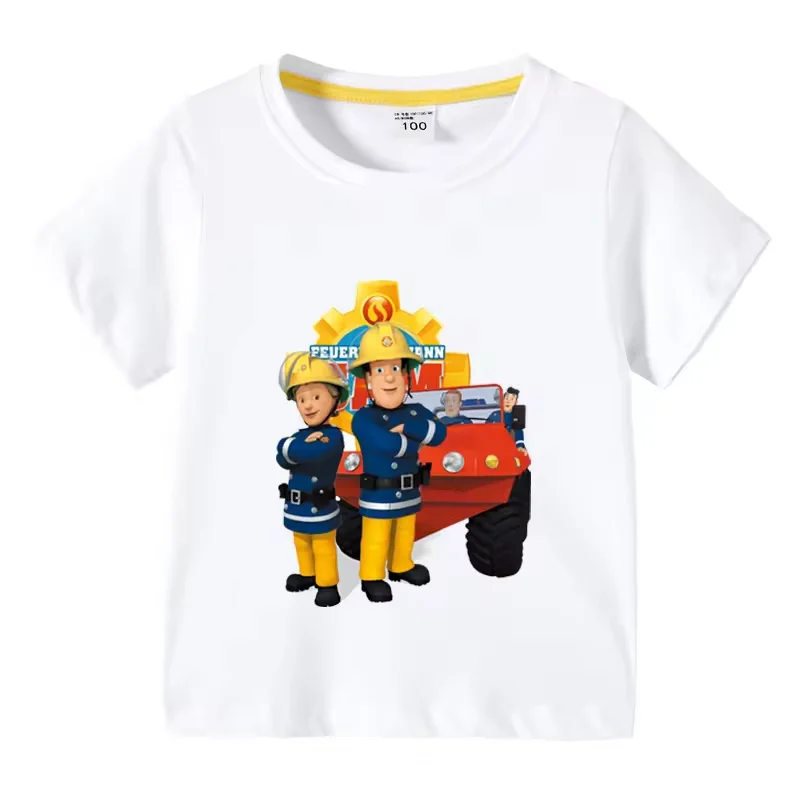 Lustiges T-Shirt mit Cartoon-Motiv von Feuerwehrmann Sam für Kinder, Sommer, 3 bis 10 Jahre, Oberteile für Mädchen und Jungen, tolles Freizeit-T-Shirt. – Detail 10
