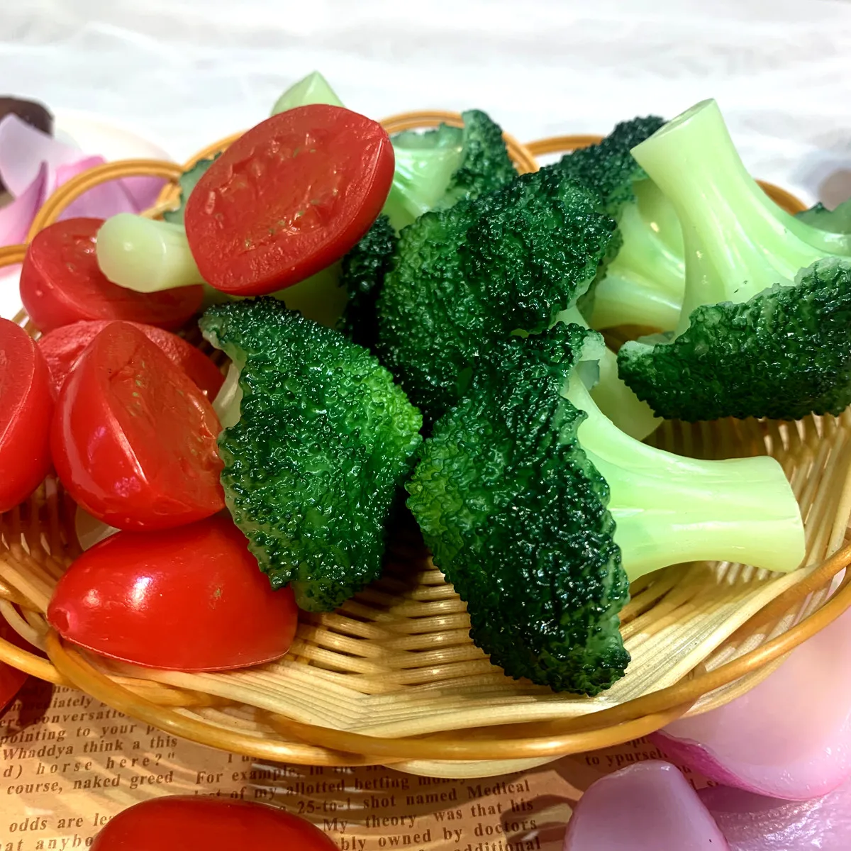 Künstliches Gemüse – realistische künstliche Brokkoli, Tomaten, Zwiebelscheiben, Pilz für Zuhause, Küche, Dekor, gefälschte Lebensmittel-Requisiten, DIY-Handwerk – Detail 2