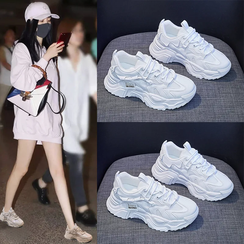 

Весна 2025: Женские спортивные кроссовки в корейском стиле, дышащие, на платформе, K92, из канваса, средней высоты