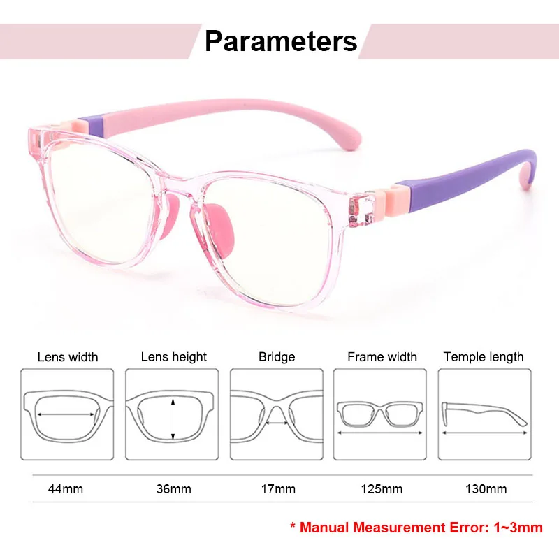 Kids TR90 Glasses Frame 5-10 Years Children Ultralight Eyeglasses Silicon Nose Pads Boys & Girls Eyewear DD1628