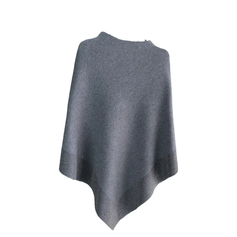 Female Casual Luxury Batwing Cape Pullover Woman Fashion Warm O Neck Loose Cloak Poncho Sweater Wool Knit Shawl Coat New Q46