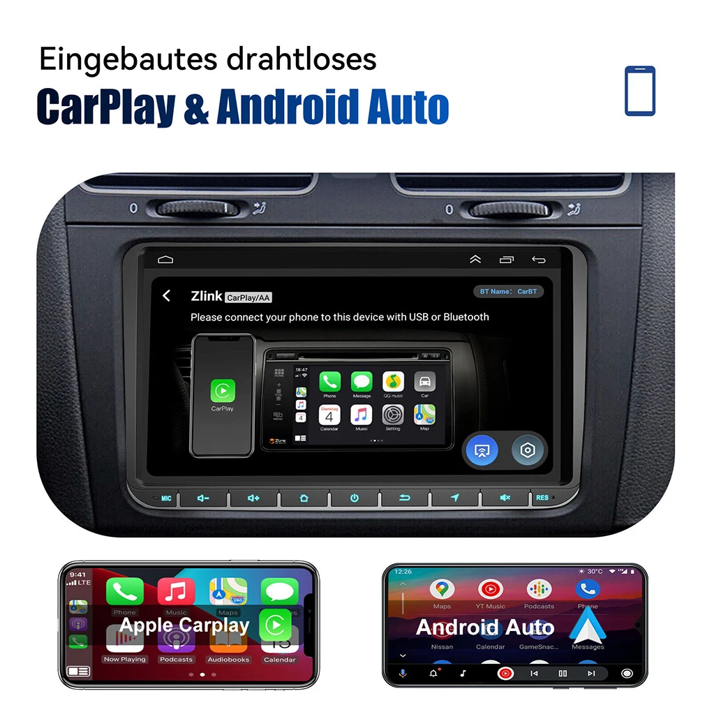 2+64G 7inch 2 Din Android Car Radio GPS MP5 Player With WiFi GPS CarPlay Android Auto For VW POLO GOLF 5 6 Plus PASSAT Polo