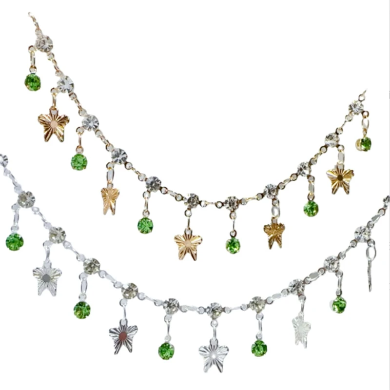 10 meters/partij Nieuwe Geen Vervagen Groene Kristal Kralen Star Schakelkettingen DIY voor Armband Ketting Kledingstuk Sieraden Maken Accessoires