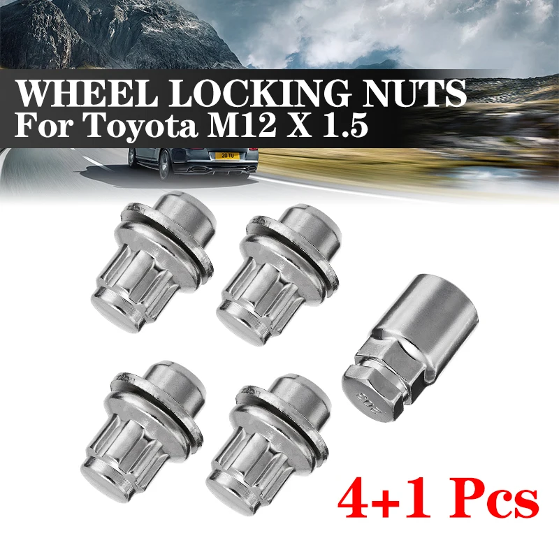 5pcs M12 x 1.5 Wheel Bolts Tire Anti-theft Screws For Toyota Aluminum Alloy Wheel Bolts Tire Anti-theft Screws 4Bolts Nuts +1