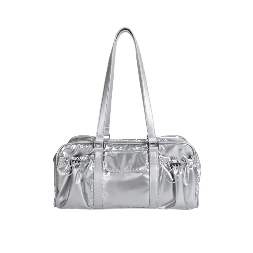 

Trendy Korean Style Pillow Shoulder Bag Large Capacity Casual Nylon Underarm Bag Silver Vintage Y2K Women's Handbag Spicy Girls