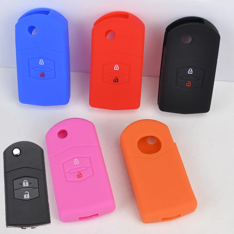 Fit For Mazda Demio 3 5 6 M3 M5 CX7 CX9 RX8 MX5 MPV Case Fob Shell Skin Holder 2 Button Silicone Remote Flip Key Cover