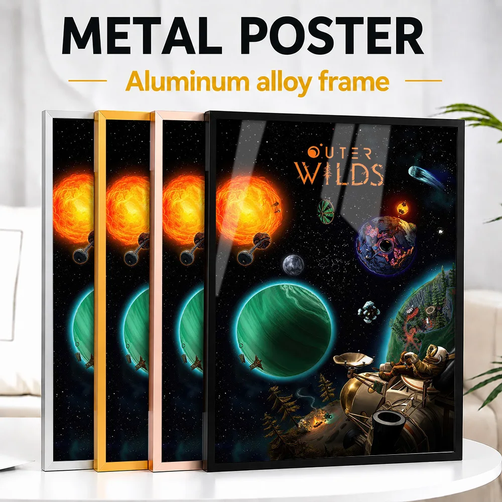 Outer Wilds Framed Metal Poster Personalized Photo High Impact Future Style Wall Art For Media Room Thoughtful Birthday Gift