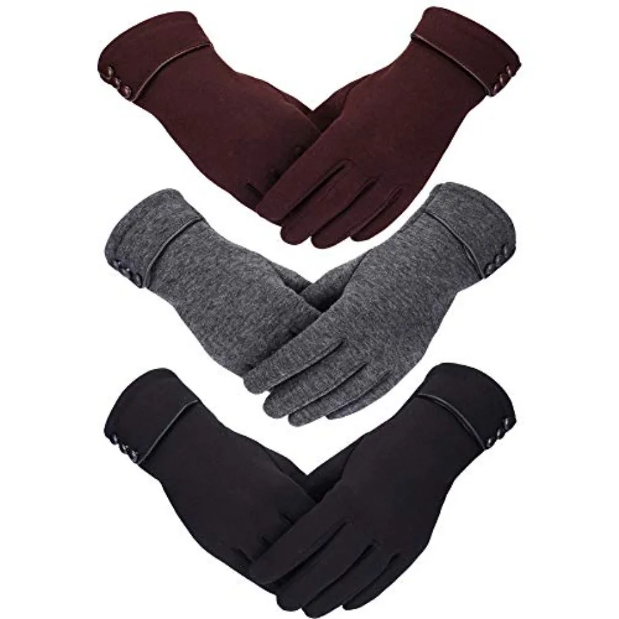 

3 Pairs Womens Gloves Winter Touchscreen Texting Phone Windproof Gloves Warm Fleece Lined Cold Weather
