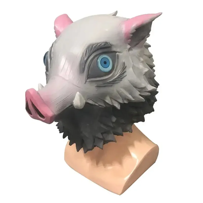 DY20Anime Hashibira Inosuke máscara casco Kimetsu No Yaiba Cosplay capucha pelo cerdo máscara sombreros Halloween carnaval disfraz Prop25