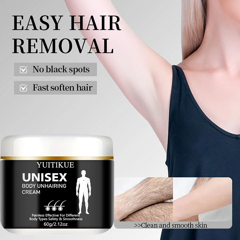 YUITIKUE Unisex Body Hair Removal Cream, Gentle & Non-Irritating for Sensitive Skin, Leaves Skin Smooth & Clean, 60g - view 6