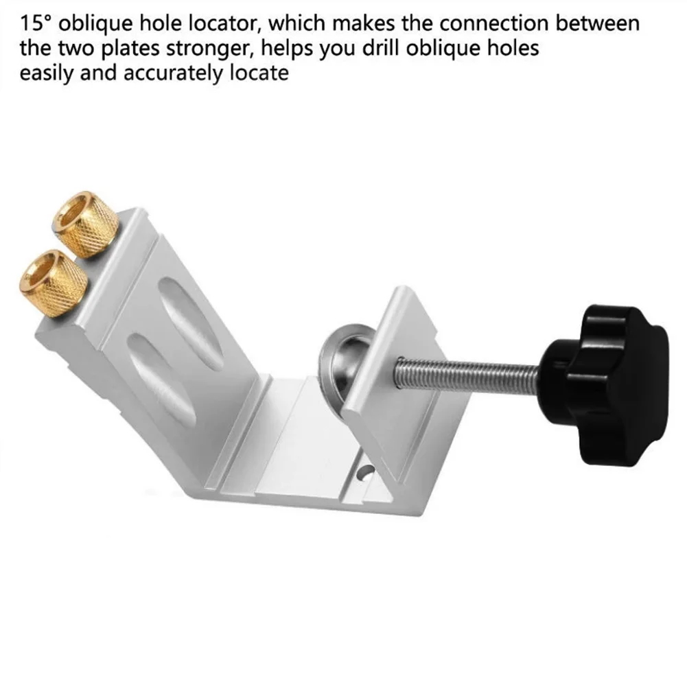 15 Degree Pocket Hole Jig Kit Woodworking Positioner Drill Locator Oblique Hole Guide Tool For DIY Furniture Cabinet Making Proj