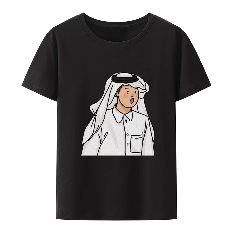 Abdulrahman Fahad Al Thani Cartoon O-neck Men's and Women's Casual Wear Camisetas Prince of Qatar Creative Printed T-shirt