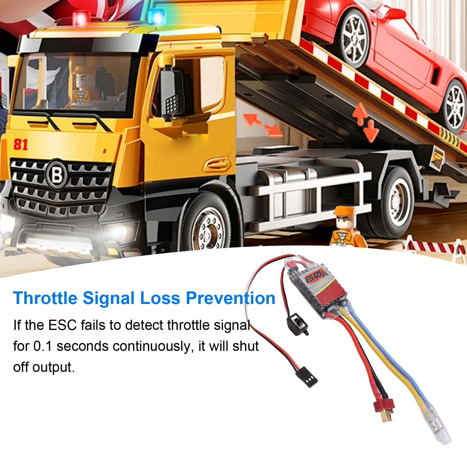 Gebürsteter ESC ESC ESC Passend für 540 550 380 370 RC Auto Boot Bürstenmotor 60 A Elektronischer Geschwindigkeitsregler mit T-Stecker