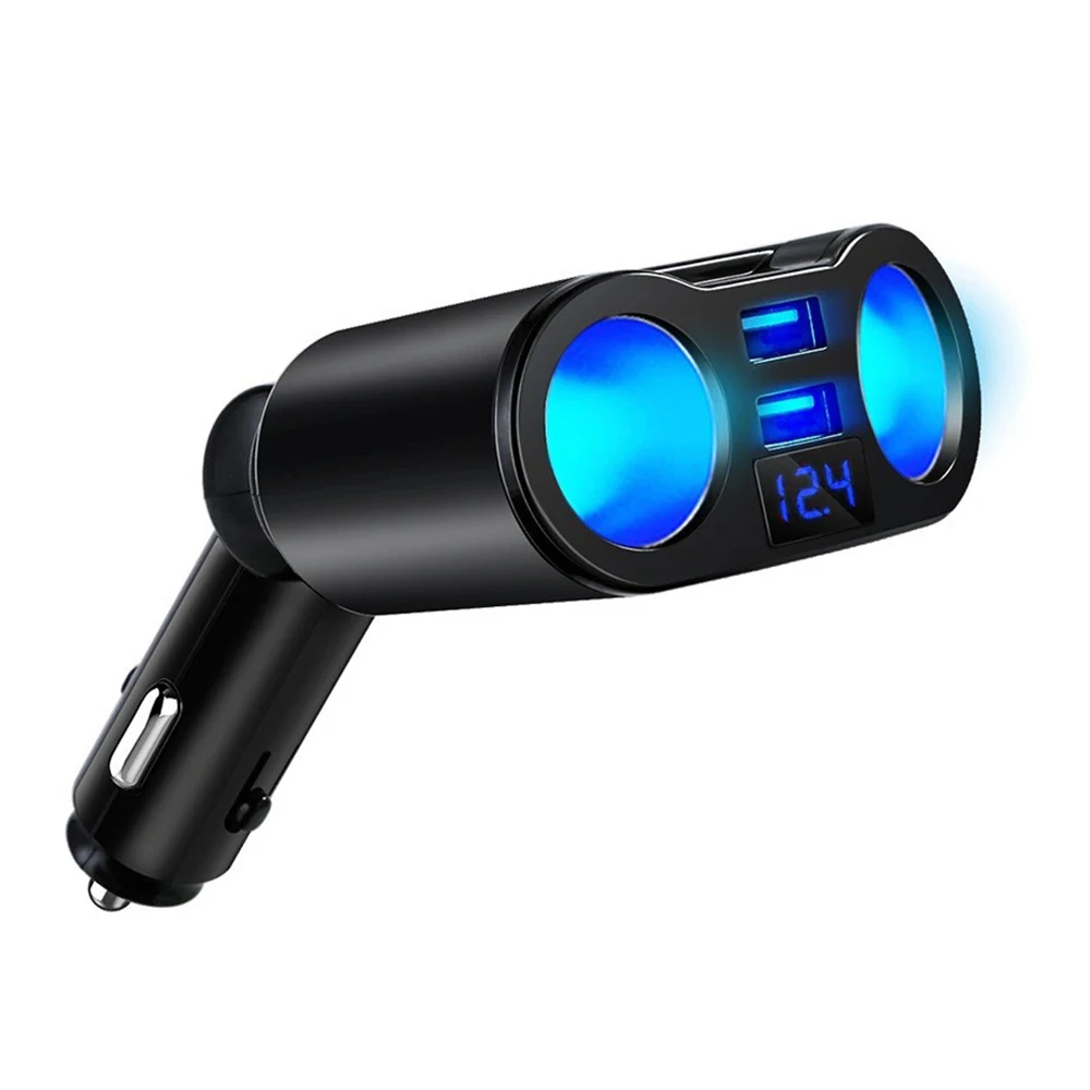 Car Cigarette Lighter Splitter Dual USB Fast Charging Socket Adapter 12V/24V  QC 3.0 PD Car Charger Socket Display Power Adapter