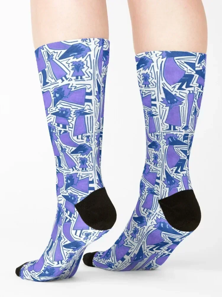 Crow Party (Blue) Socks designer brand with print Luxury Woman Socks Men's