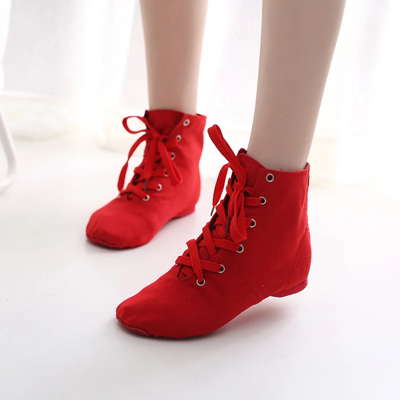 High Top Adult Children's Canvas Jazz Boots Soft Soled Dance Shoes New Training Shoes Women's Modern Dance Shoes Ballet Shoes