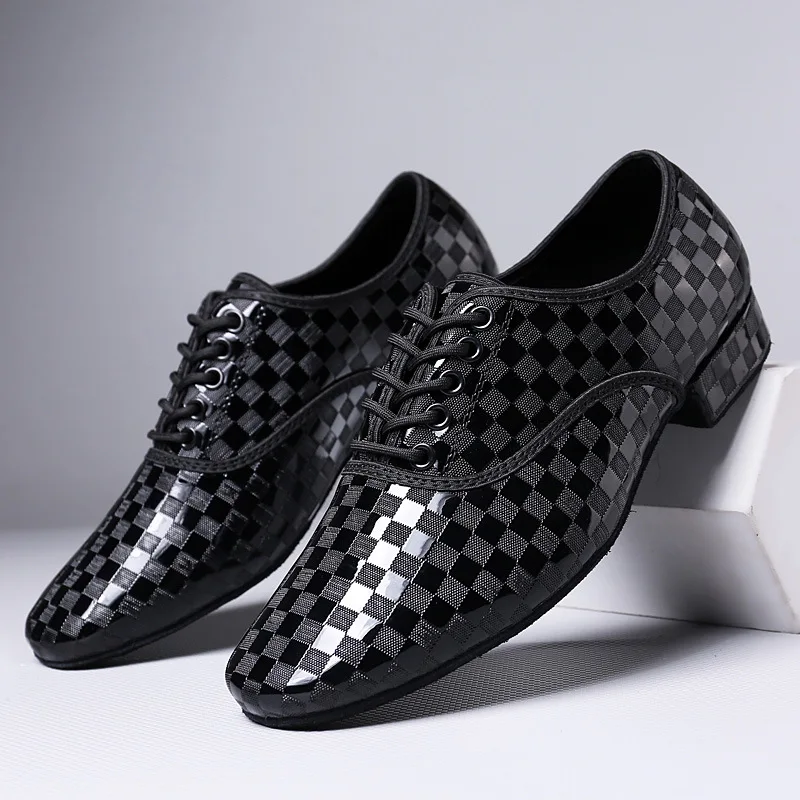 

Men's Latin Dance Shoes Leather Rubber/Suede Sole Black Ballroom Salsa Tango Waltz Jazz Character dance shoes man Heels 3cm