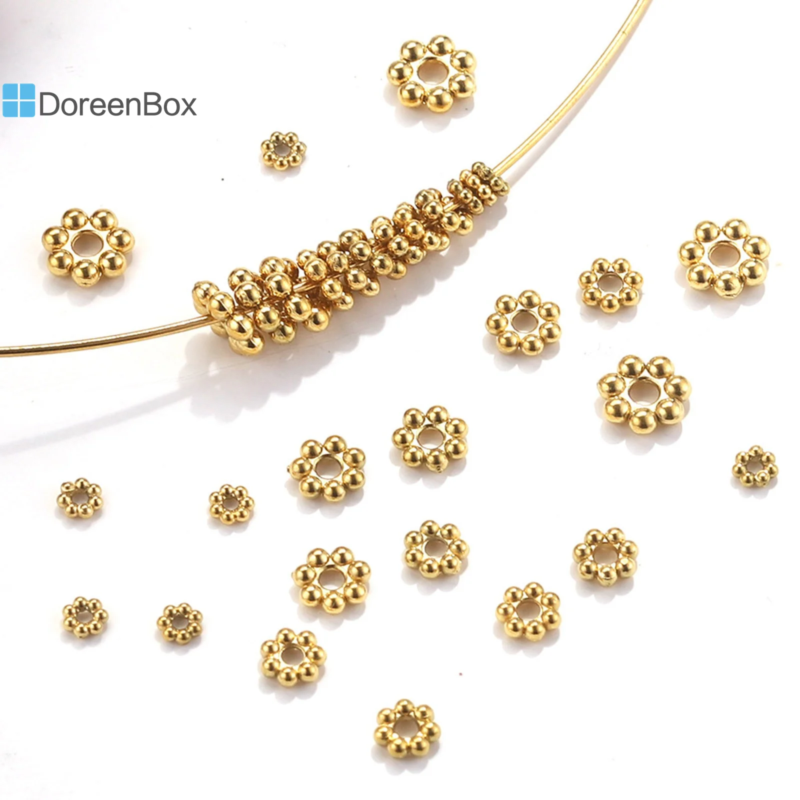 20PCs Stainless Steel Beads Snowflake Spacer Beads Gold Color For Diy Necklace Bracelet Bead Jewelry Making Needlework Accessory