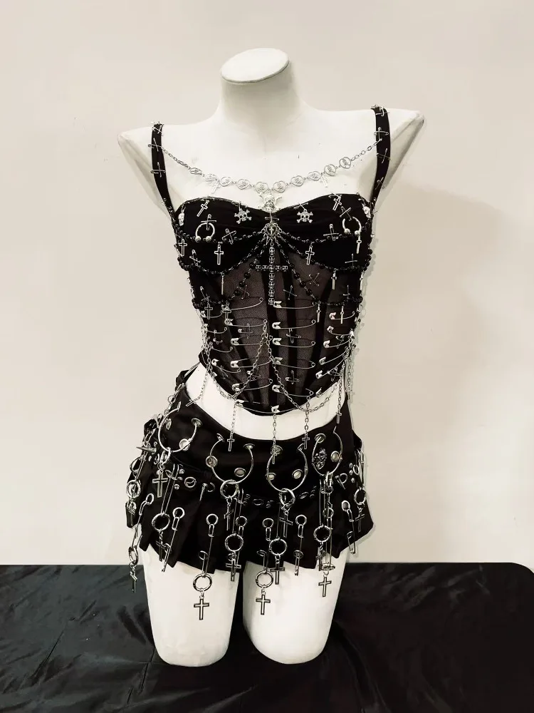 

Сексуальный готический жилет с перекрестием Hot Girl Punk Sle ort Sve, уличная одежда с вырезами для молодых женщин до 24 лет