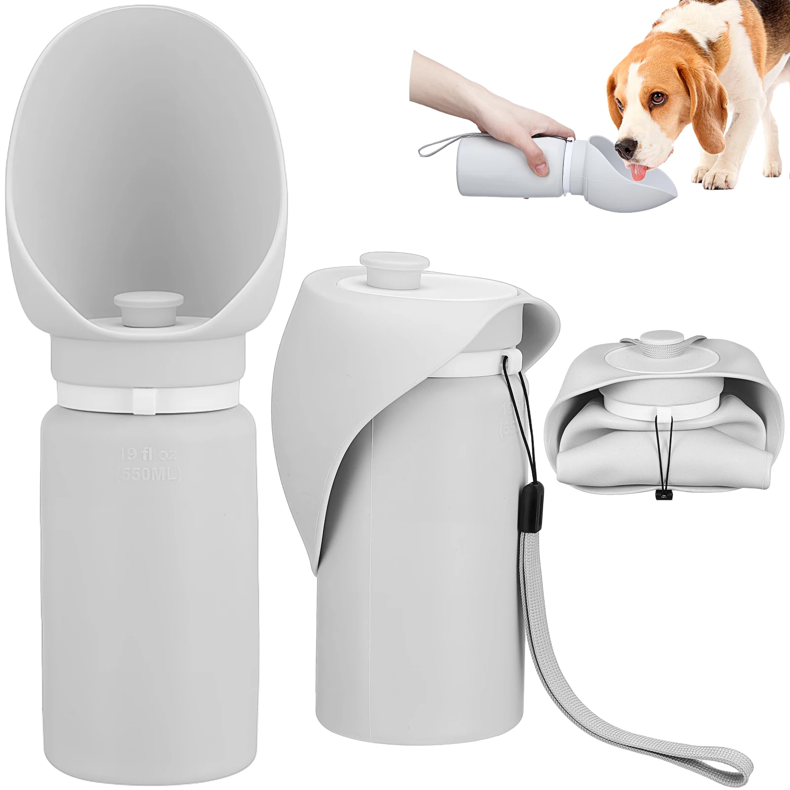 

Pet Feeder 550ML Silicone Foldable Dog Water Bottle Portable Travel Dispenser Puppy Hydration Pet Supplies Dog Water Bowl