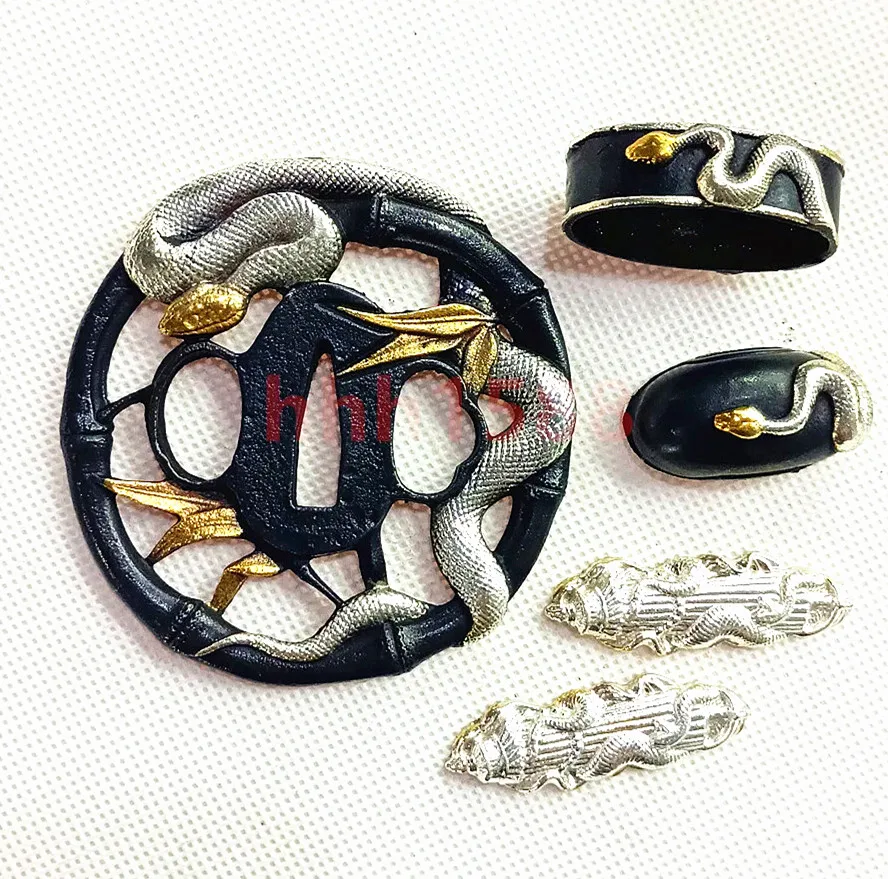 Nice Copper Brass Plated Gold Silver Tsuba Handguard Fuchi Kashira Menuki For Japan Real Japanese Samurai Katana Sword Fittings