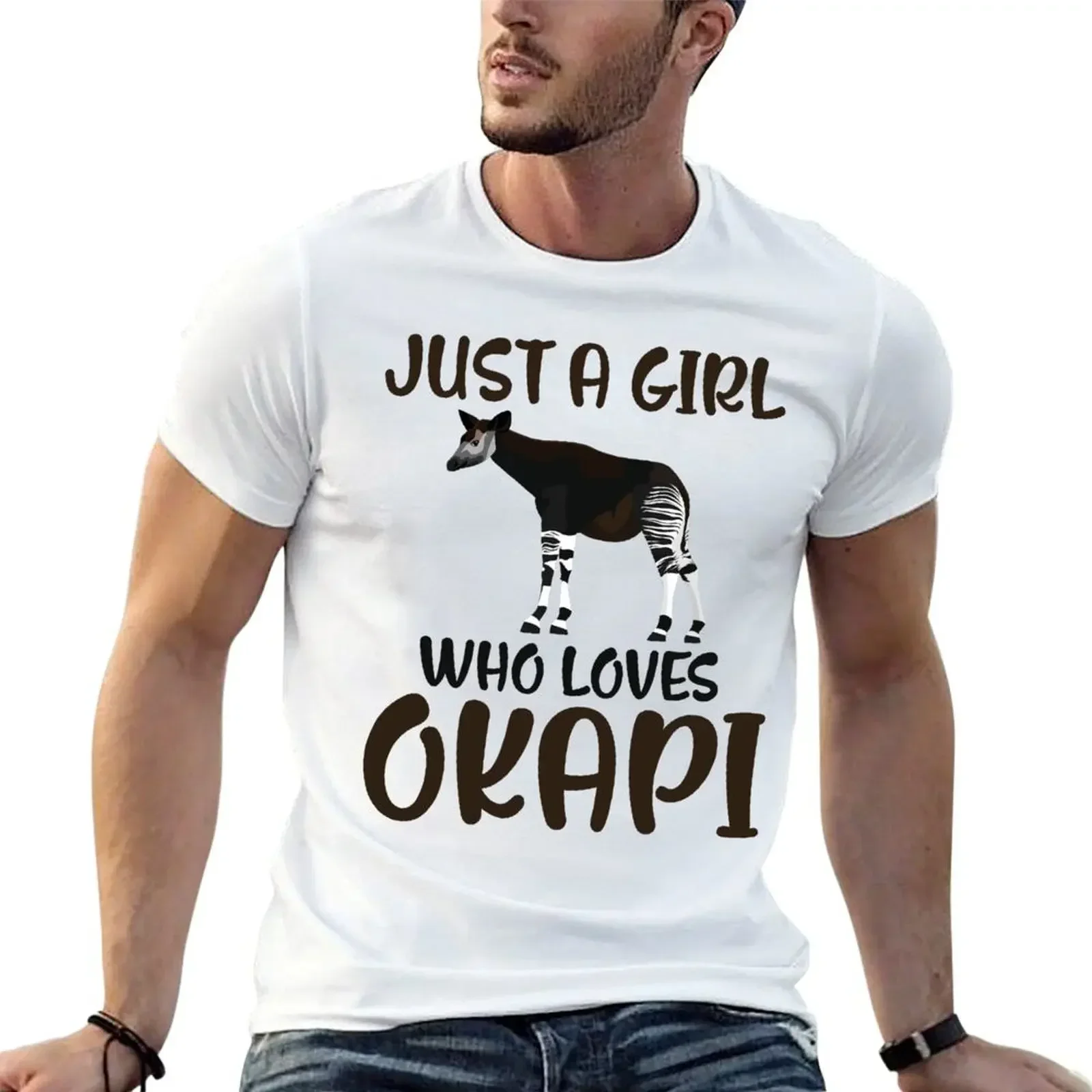 Just a Girl Who Loves Okapi T-Shirt shirts graphic for a boy oversized t shirt funny t shirts men