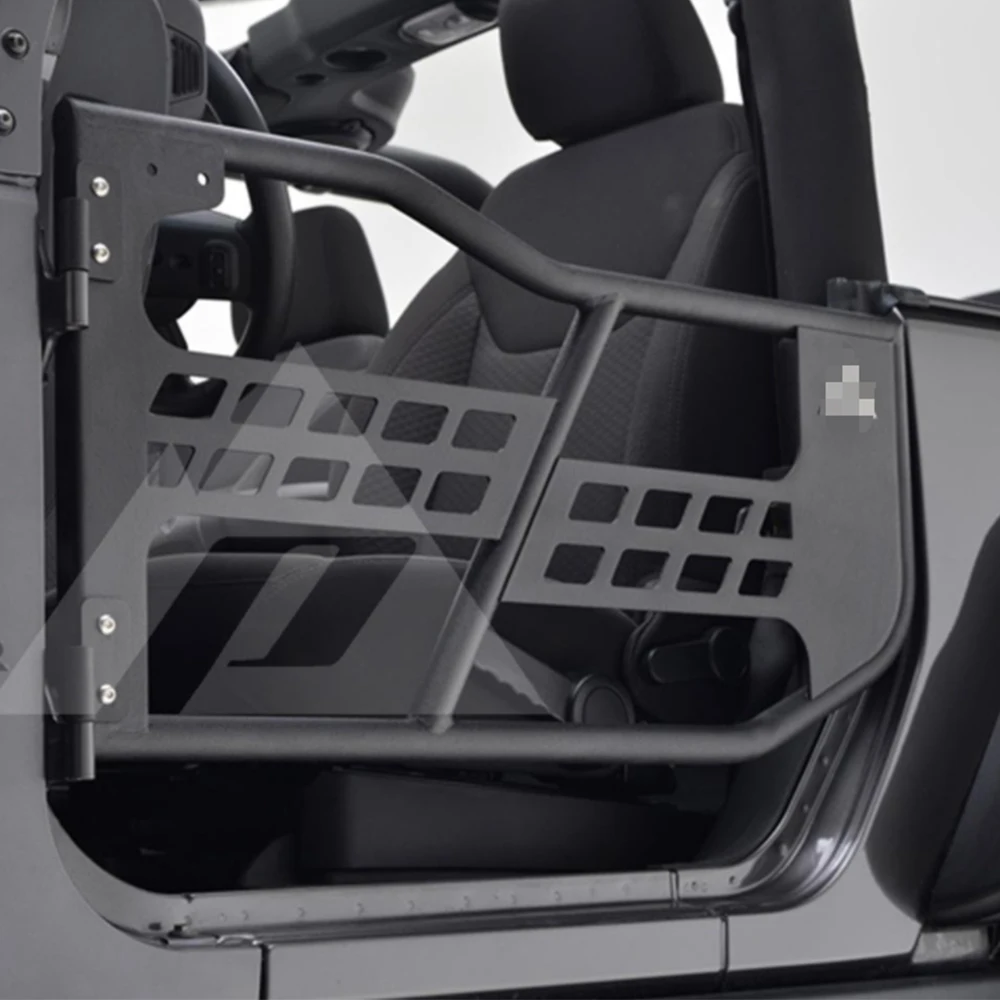 Steel Tube Half Doors for Jeep Wrangler JK 2-Door 2007-2017, Heavy Duty Tubular Doors Black with Rear View Mirrors, J197