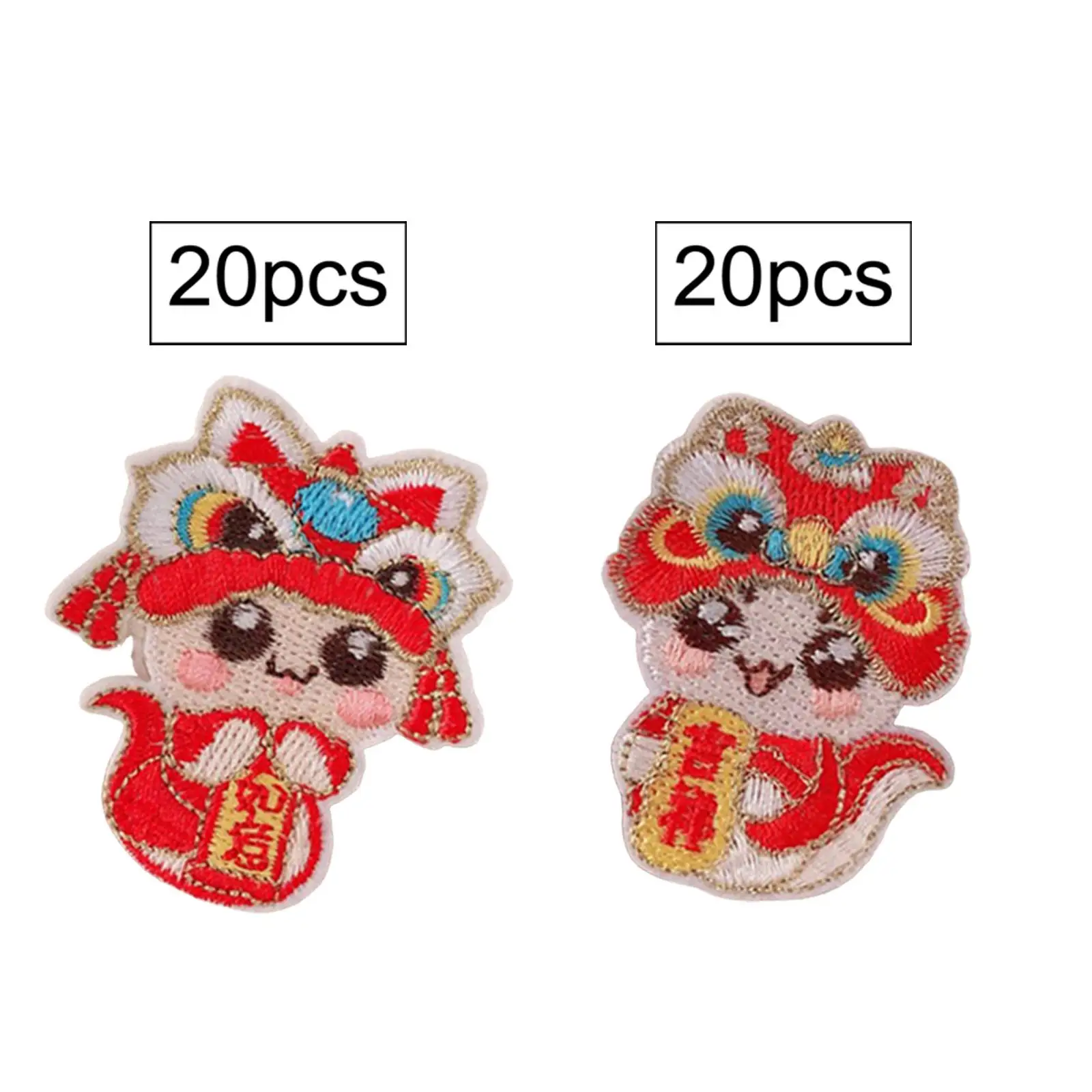 20Pcs Chinese New Year Hair Clips Lovely Embroidery Snake Headpiece for Carnival