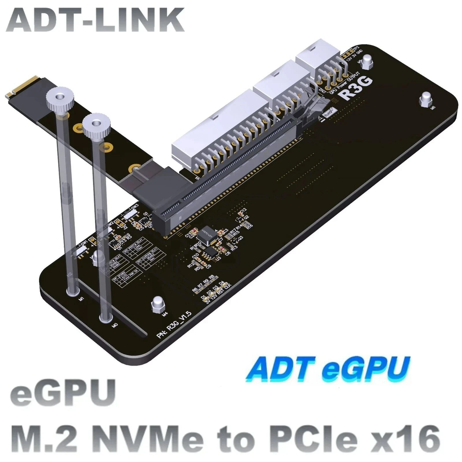 

R3G PCI-E 4.0 X4 Riser Gen4 Gen3 for M.2 NVMe to PCIe X16 External Graphics Card eGPU Adapter for NUC/ITX/STX/Notebook PC Laptop