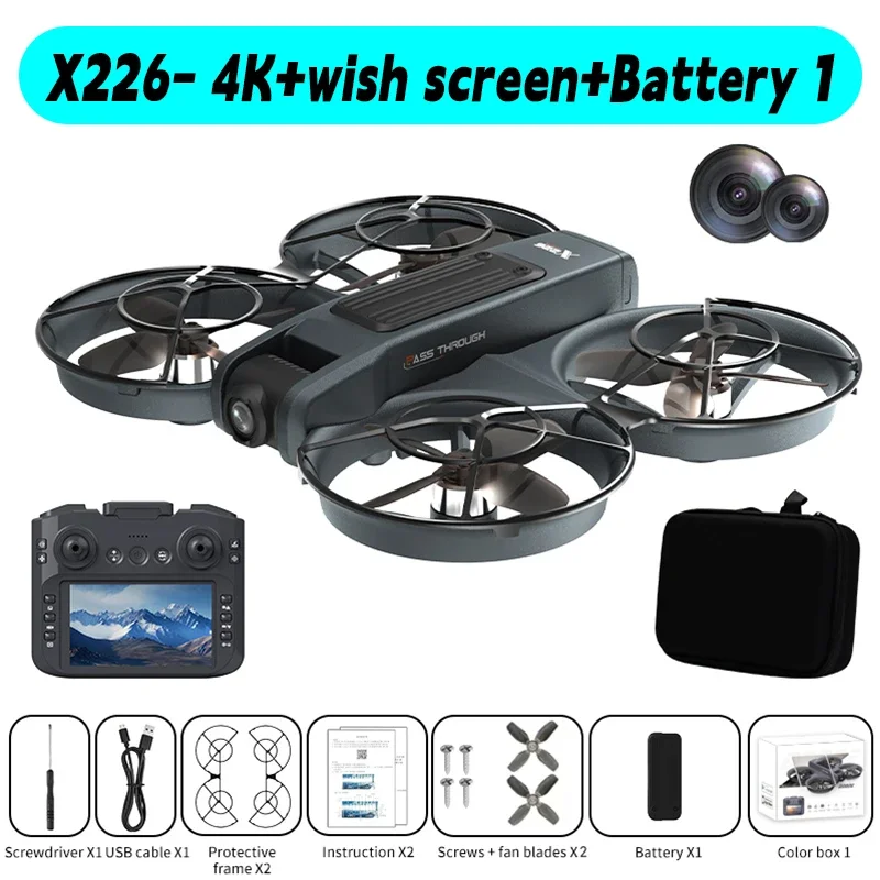 Lenovo X226/X226VR Mini Drone 4K Professionele Afstandsbediening Helikopter Vliegtuig RC Dron Met Scherm Quadcopter Speelgoed Cadeau voor Kinderen